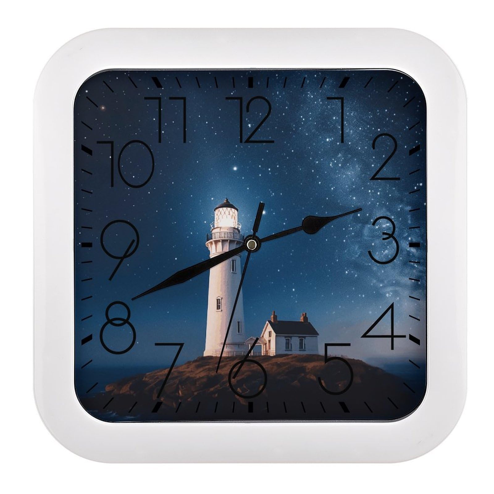 Horloge murale décorative pour salon et chambre motif carré de ciel étoilé