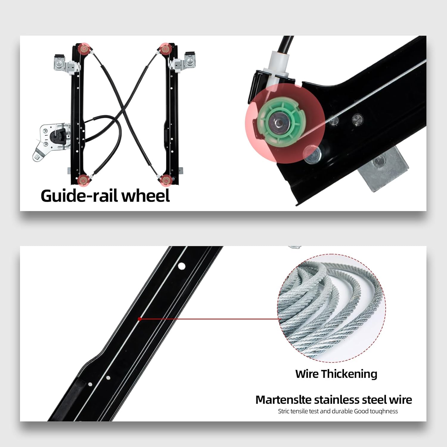 Rear Left Driver Side Power Window Regulator Assembly Without Motor Compatible For Silverado Suburban Avalanche 1500 2500 3500 00-06 Cadillac Escalade 02-06 GMC Yukon XL Sierra 741-578