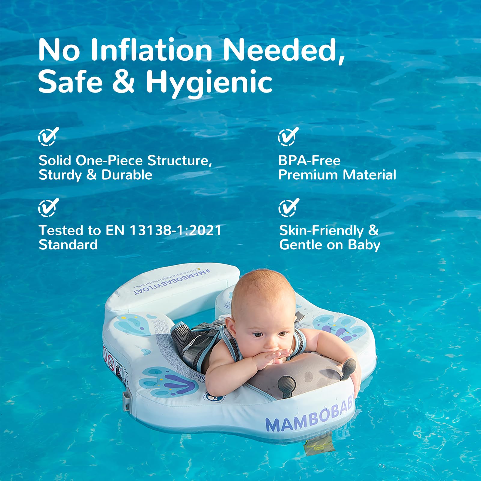 HECCEI Flotador Bebe Mambobaby No Inflable Duradero y Respetuoso con la Piel Baby Swimming Float, Anillo de Natación para Piscina Playa Flotador para Bebés de 3 a 24 Meses
