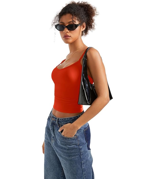 SUUKSESS Women V Neck Cami Spaghetti Fitted Tank Tops Going Out Crop Top by SUUKSESS - Used condition - Image 5