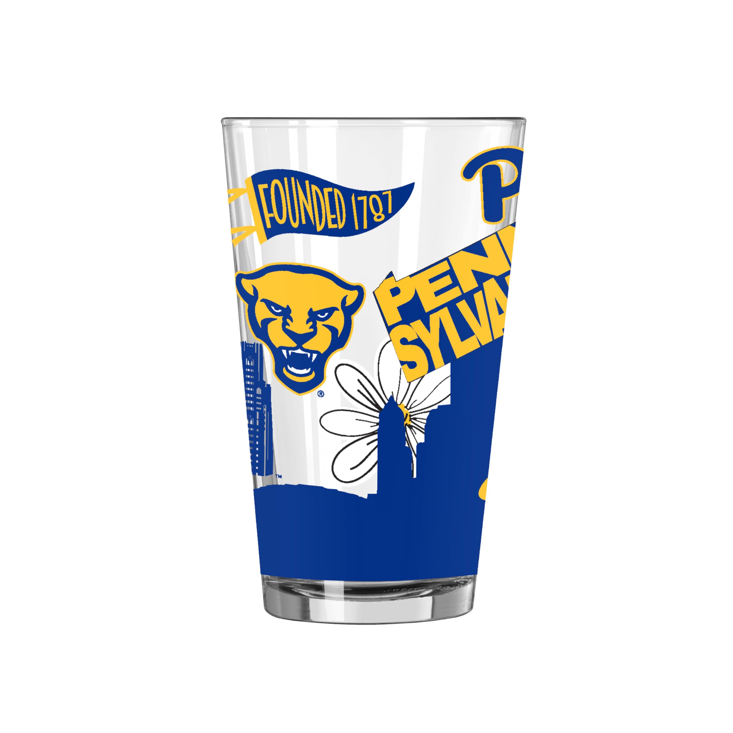Logo Brands NCAA 16 oz Pint Glass - Durable Glass With Bold Team Color– Chip-Resistant Rim Drinkware For Fans, Tailgates, Home Bars &amp; Everyday Use