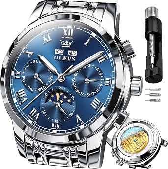 OLEVS Watches for Men Automatic Mechanical Self Winding Dress Wrist Watch Multifunction Calendar Waterproof Luminous