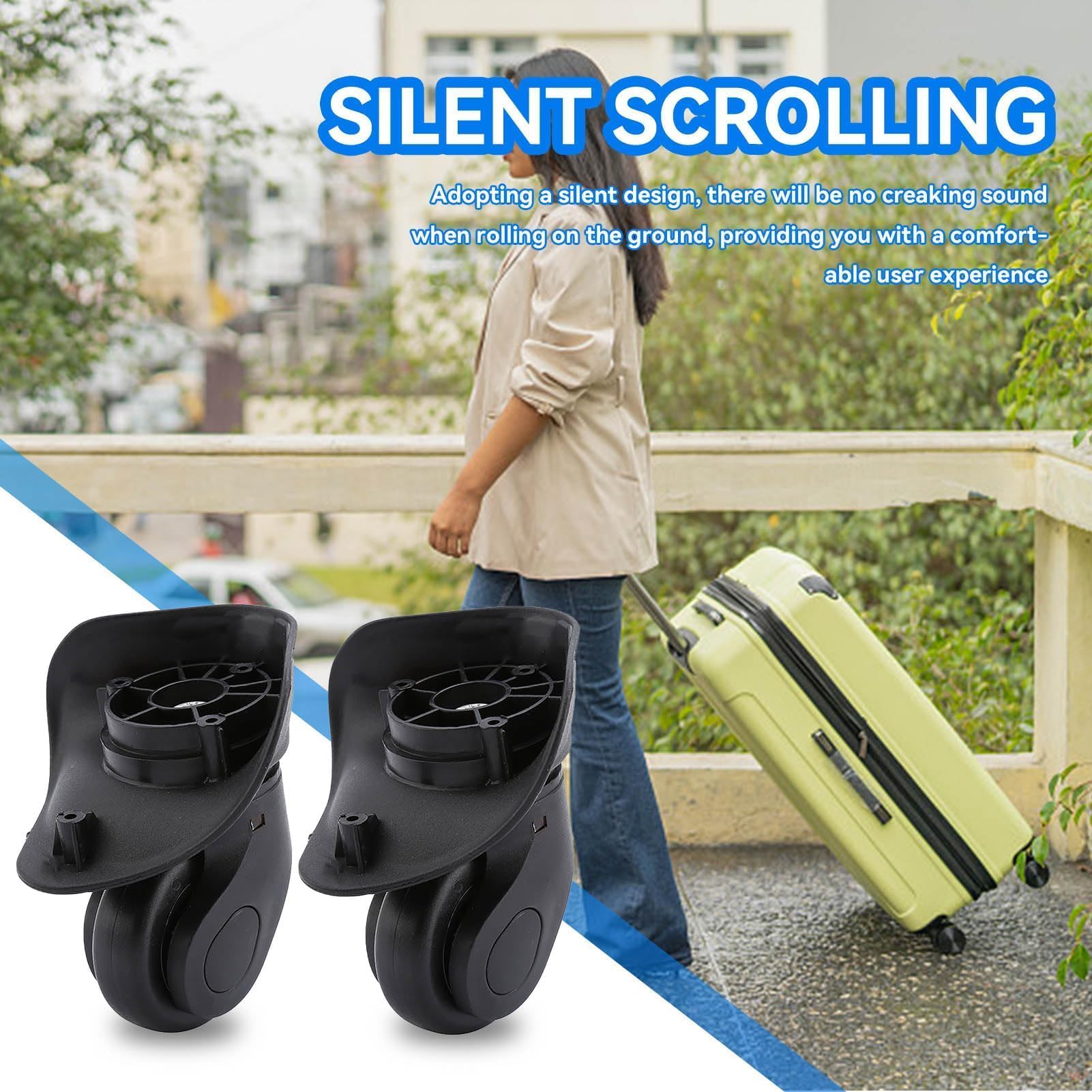 ANKROYU Gepäckrollen 2 Stück - ABS-Gummi Kofferrollen 360° Schwenkbar