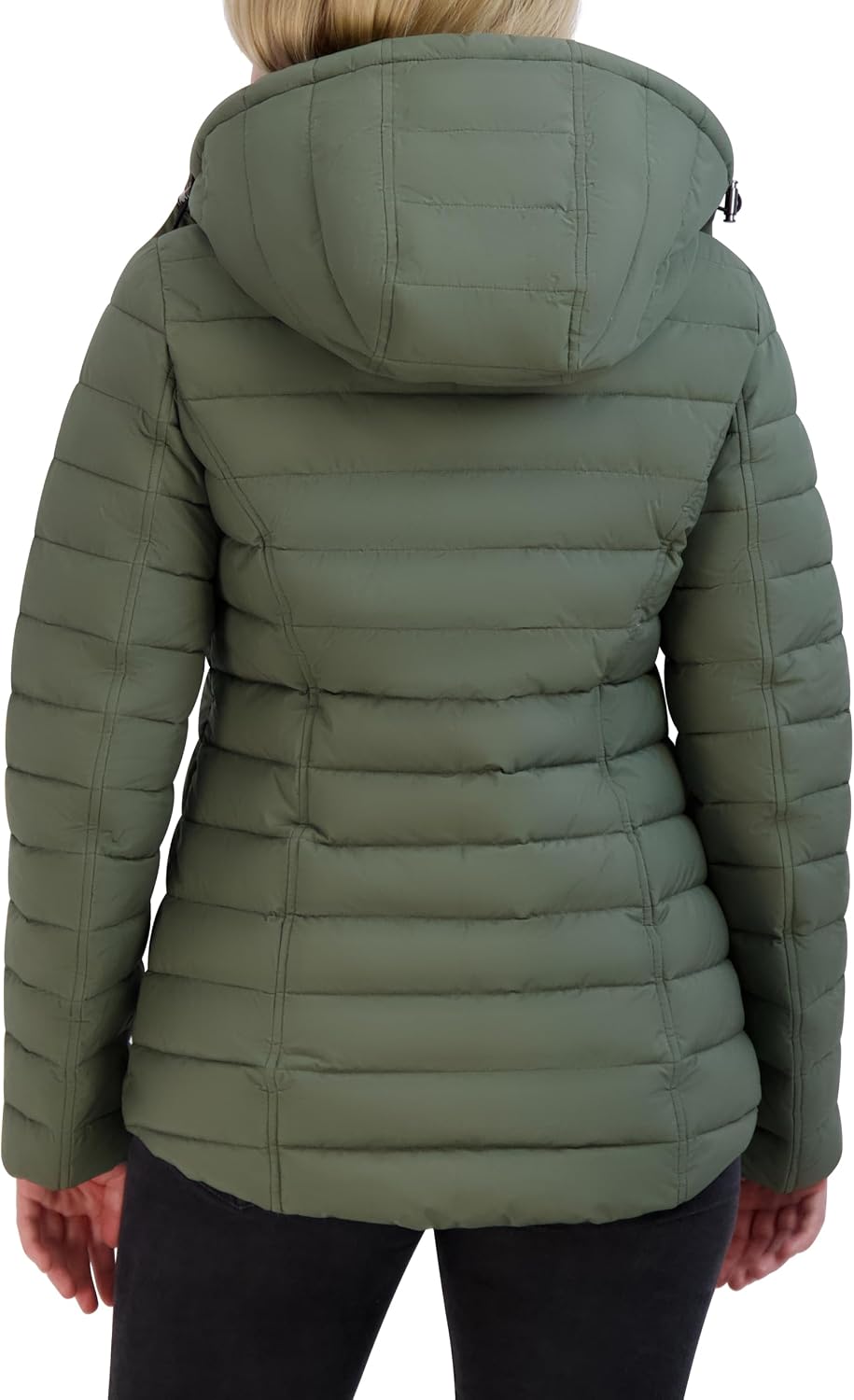 Nautica Women's Stretch Puffer Jacket –detachable Faux Fur Hood Midweight Water-resistant Coat