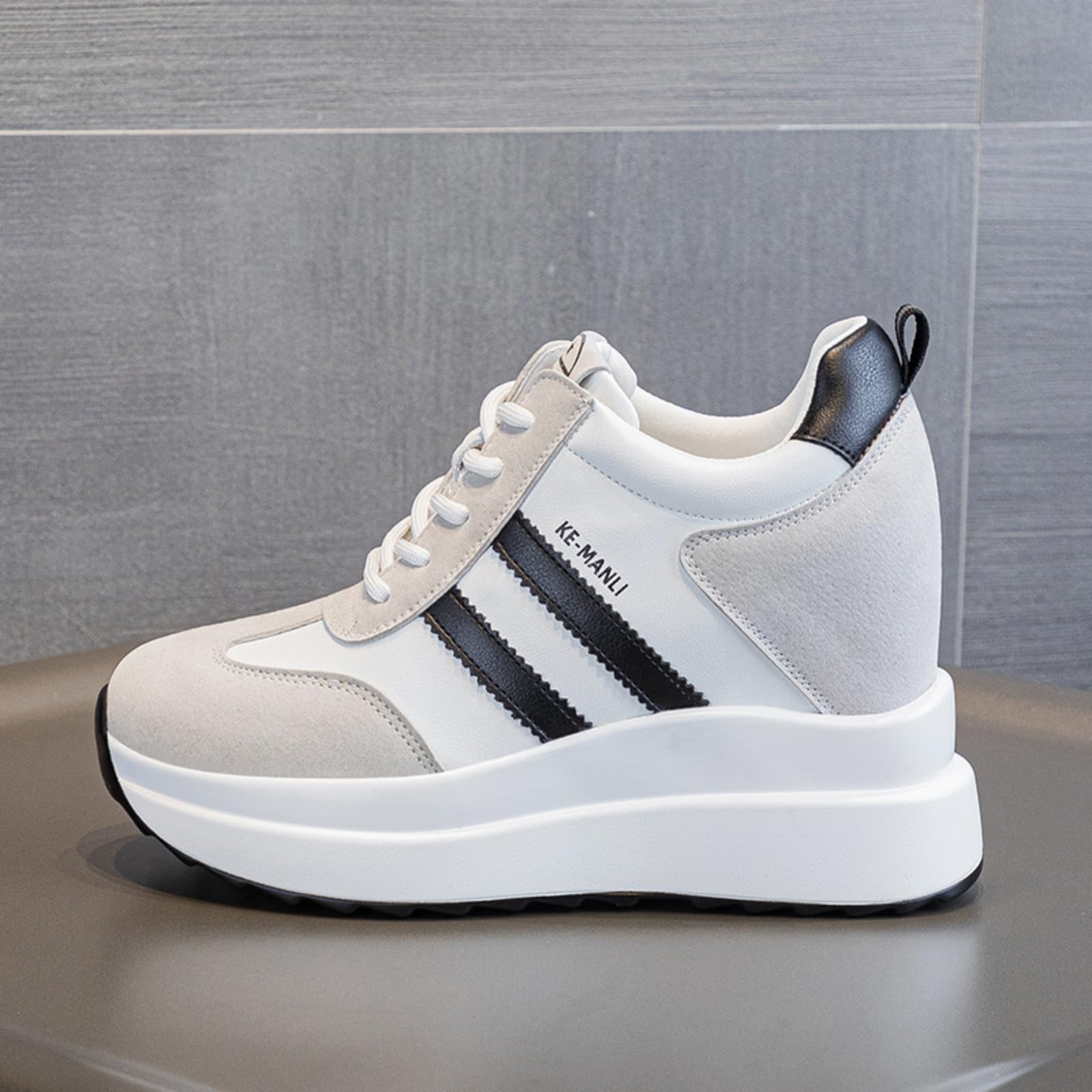 Sneakers Alte Donna Sneakers Zeppa Interna Eleganti Piattaforma Scarpe con Tacco Interno 10 cm Moda Pelle Casual Scarpe da Ginnastica