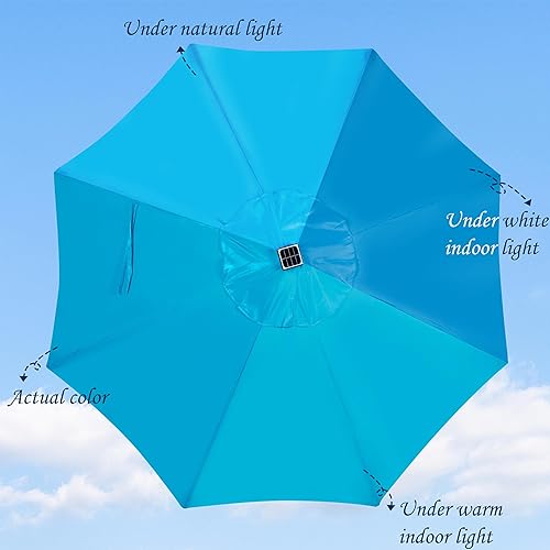 Miniatura 2 de Blissun Sombrilla solar de 9 pies, sombrilla de patio con 32 luces LED, sombrilla de mercado de mesa, sombrilla al aire libre para jardín, terraza