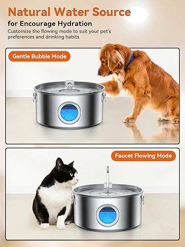 Miniatura 8 de Fuente de agua para perros grandes, fuente de agua de acero inoxidable para mascotas de 3.2 galones406 oz12 L, dispensador de agua silencioso para