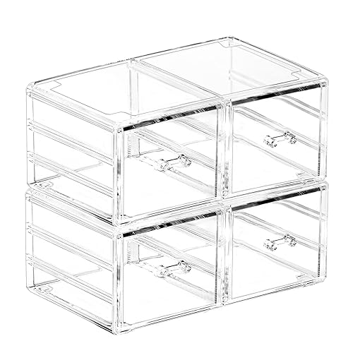 Miniatura 1 de Paquete de 2 cajones acrílicos apilables para encimera de baño, organizadores transparentes para cosméticos, organizador de joyas, accesorios para