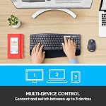 Combo clavier et souris sans fil Logitech MK850 Performance pour Windows, macOS et ChromeOS, récepteur USB Bluetooth et 2,4 GHz, clavier ergonomique pleine taille, multi-appareils, repose-poignet rembourré – Graphite