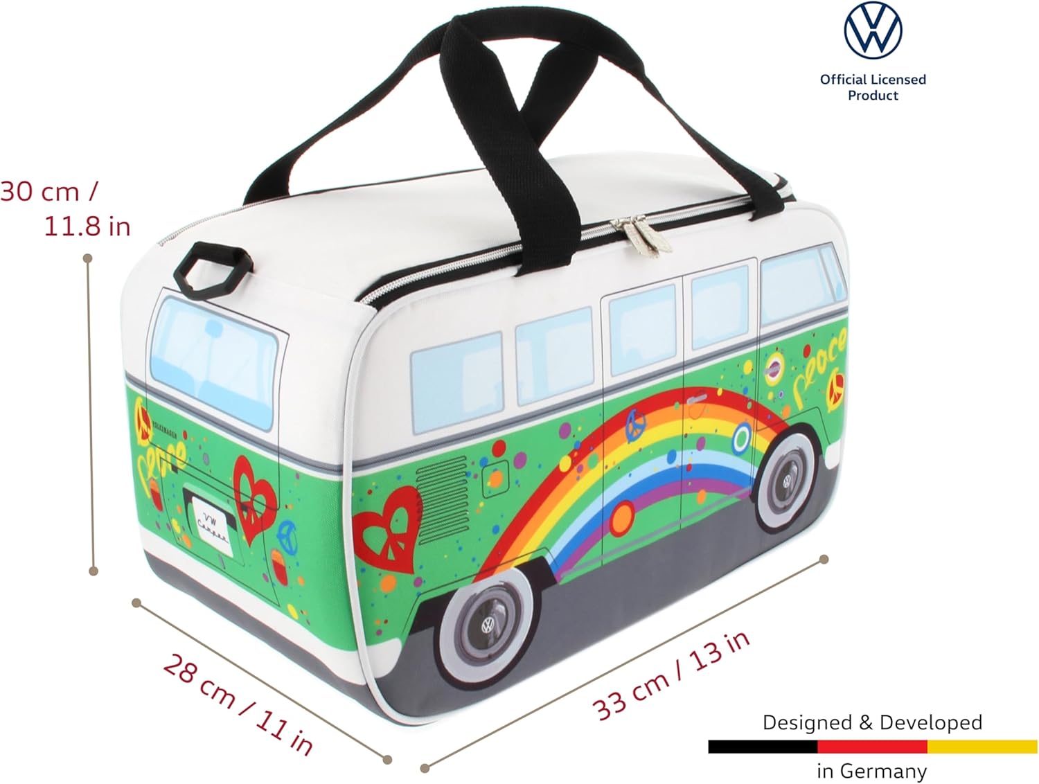 BRISA VW Collection - Volkswagen Insulated Cool-Warm Thermo Picnic Lunch Bag Box for Food in T1 Bus Design (25 Liters/6.6 Gallons)