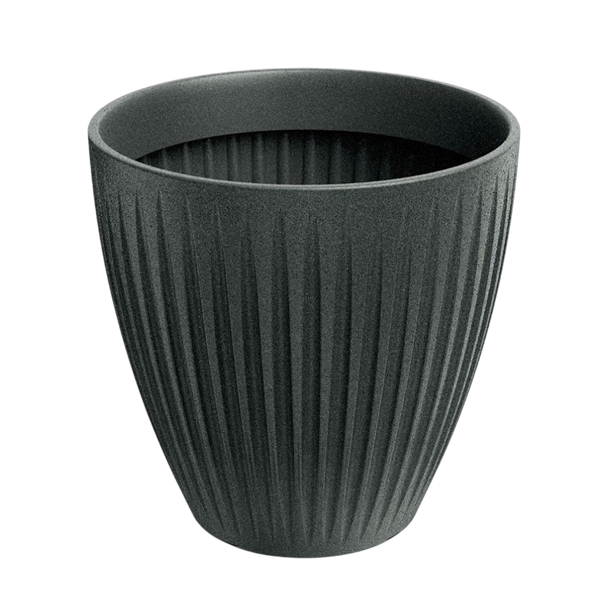 Pot Latia Round MIDL Prosperplast Ø48 finition effet pierre graphite granit