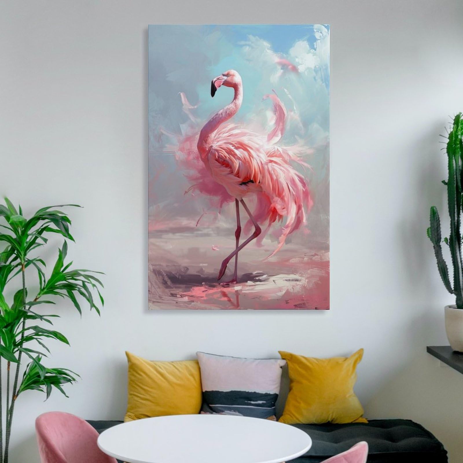 Amazon.co.jp: 絵画 フラミンゴインテリア 絵画 動物の油絵イラスト