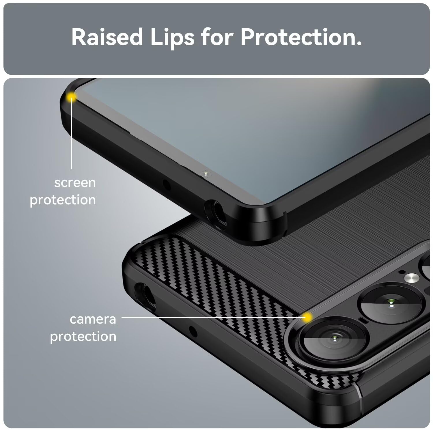 Topme Custodia In Silicone Per Sony Xperia 1 III - Cover TPU Morbida Con Texture Spazzolata, Antiurto, Bordi Rialzati, Colore Blu - 5