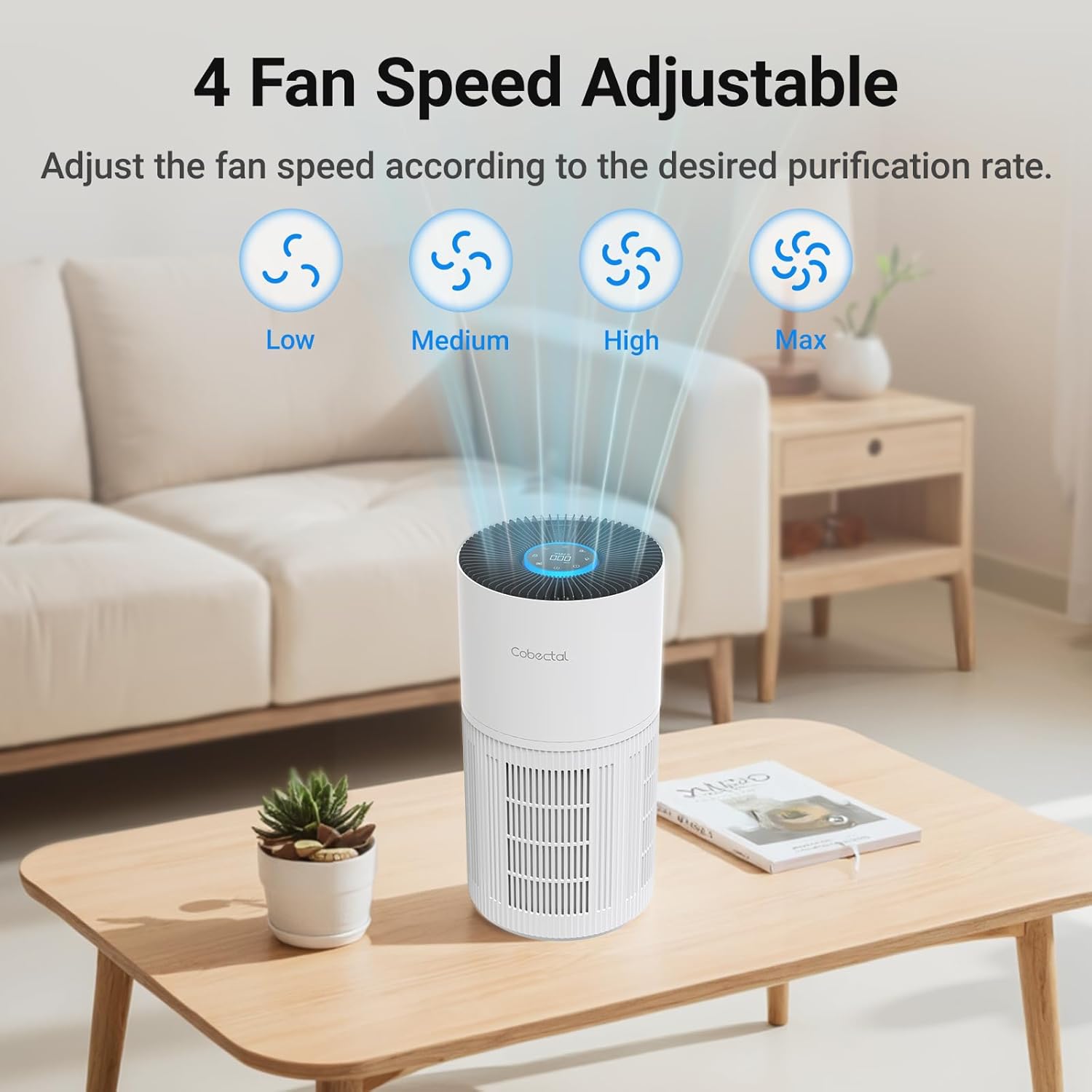 Air Purifiers for Home Large Rooms, Cobectal Air Cleaner with H14 True HEPA 3-in-1 Filter Covers up to 1650ft², Air Quality Sensor, Aroma Function & Sleep Mode, Pet Air Purifier, White - Image 7