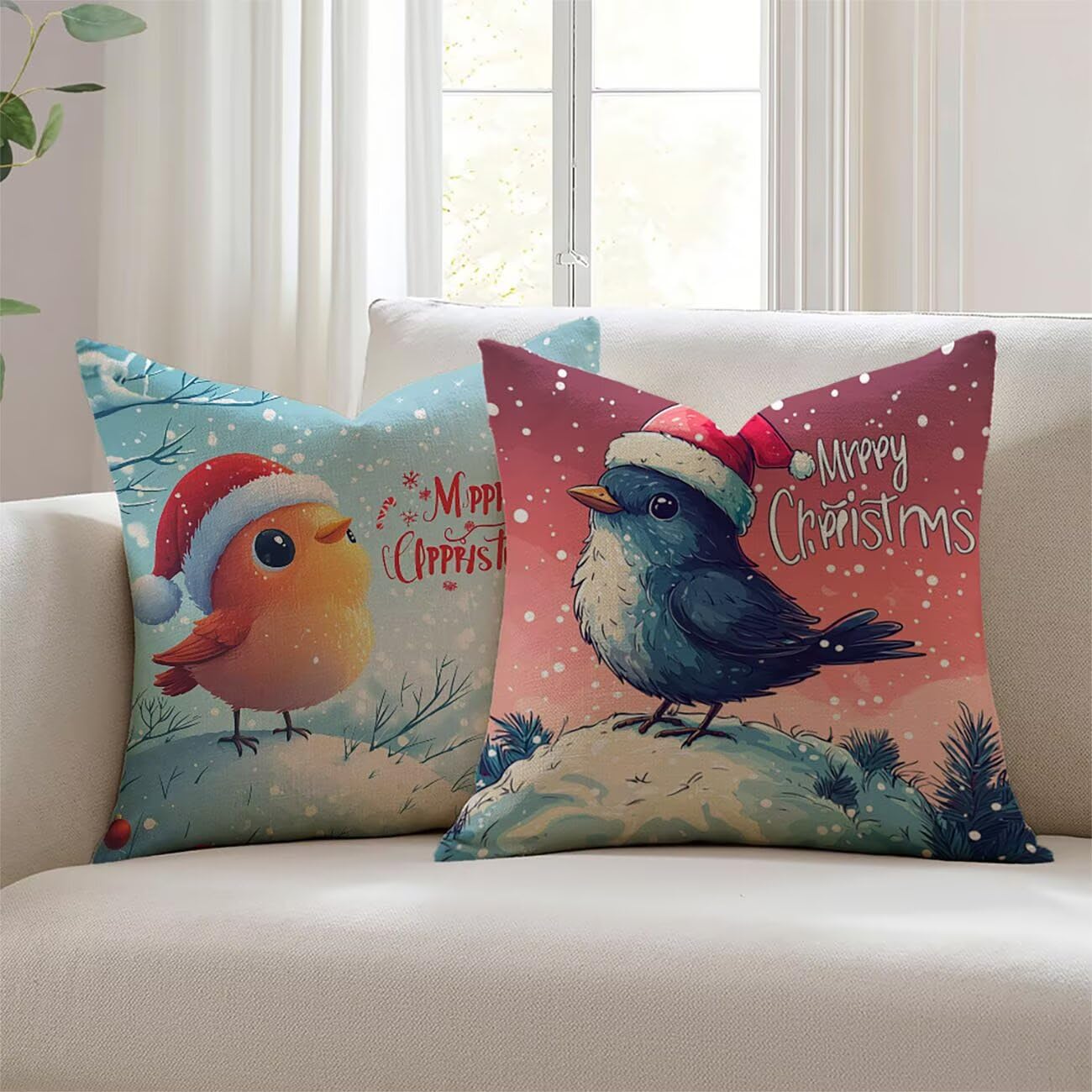 Housse de coussin imperméable en lin lavable, pack de 2 pour canapé et terrasse