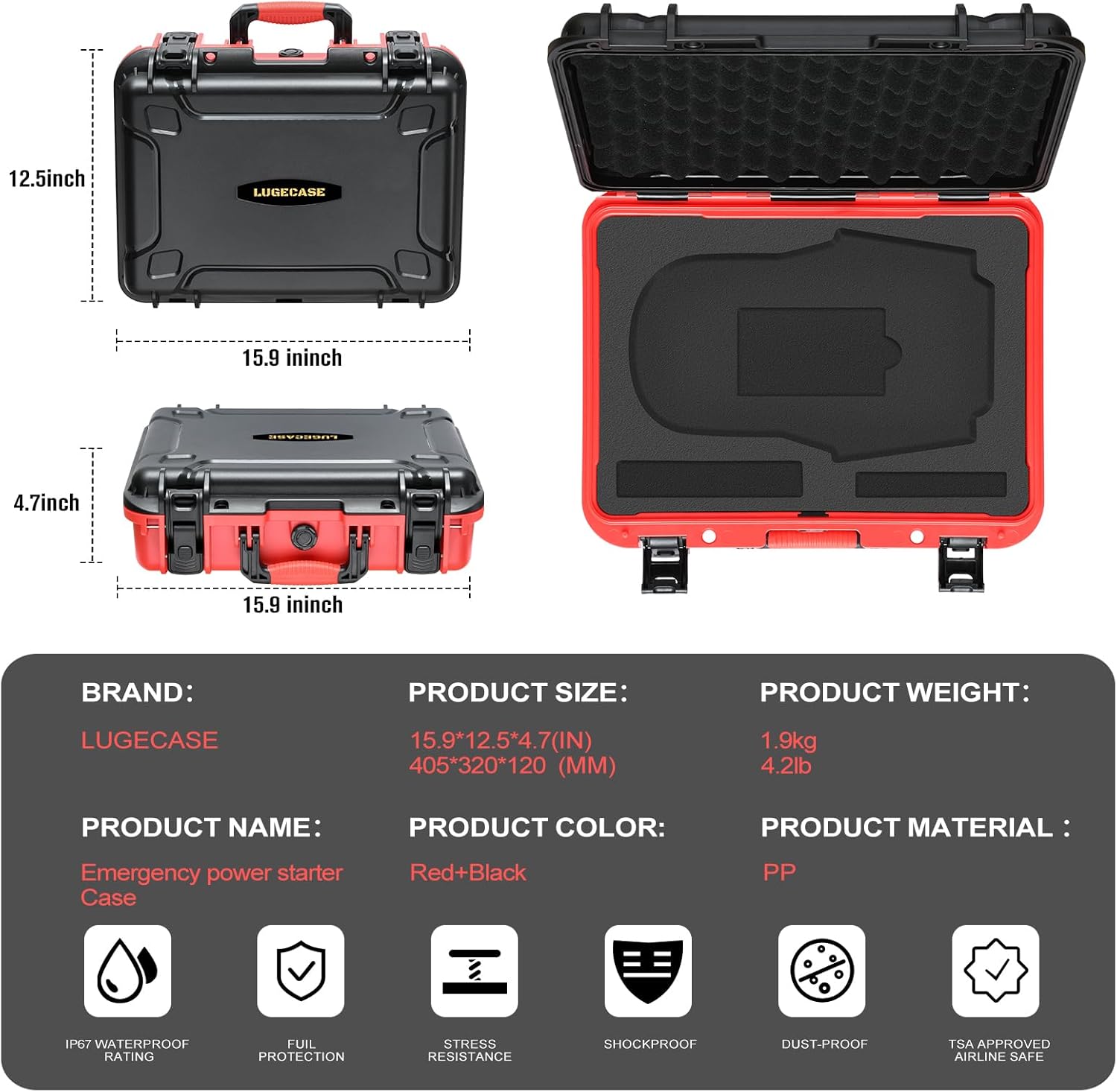 Hard Case for NOCO Boost X GBX155 - Portable Car Battery Jump Starter Hard Shell Case: Waterproof Travel Carrying Storage Box for NOCO Boost X GBX155 UltraSafe Jump Starter - RV Trips & Highway Travel