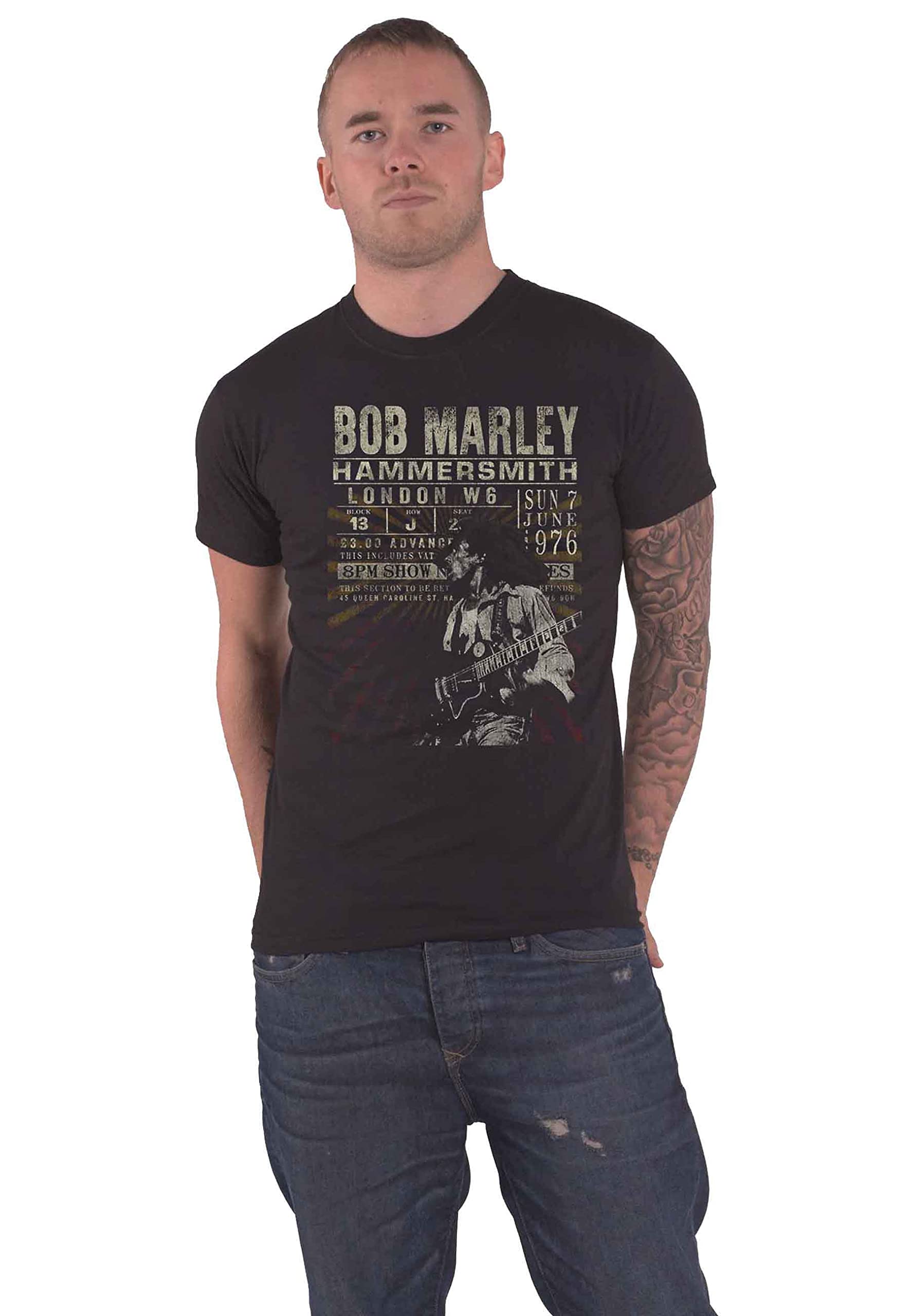 Bob Marley T Shirt Hammersmith 1976 Poster Official Eco Mens Black S