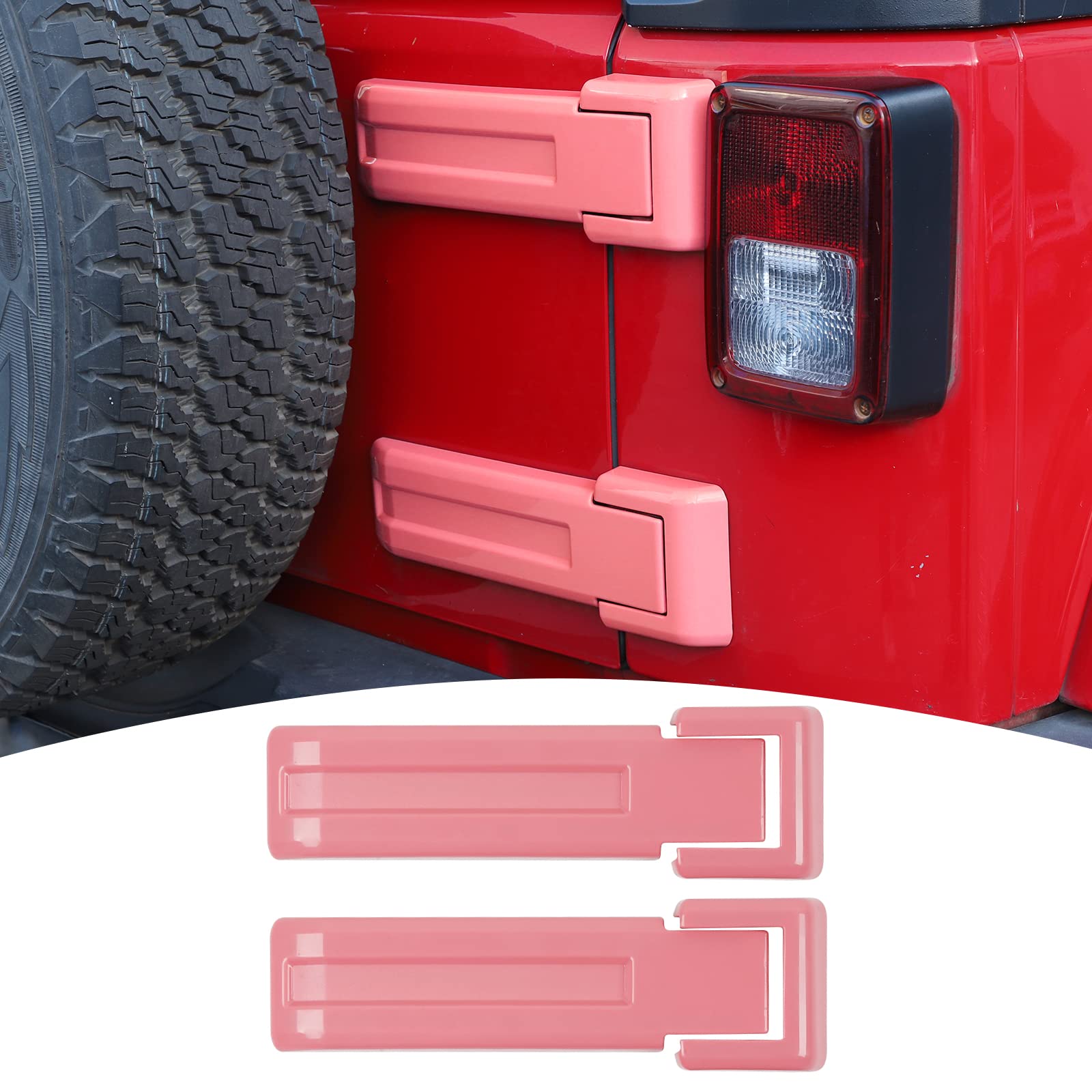Tailgate Hinge Covers Trim Accessories for 2007-2018 Jeep Wrangler JK JKU & Unlimited (Pink)