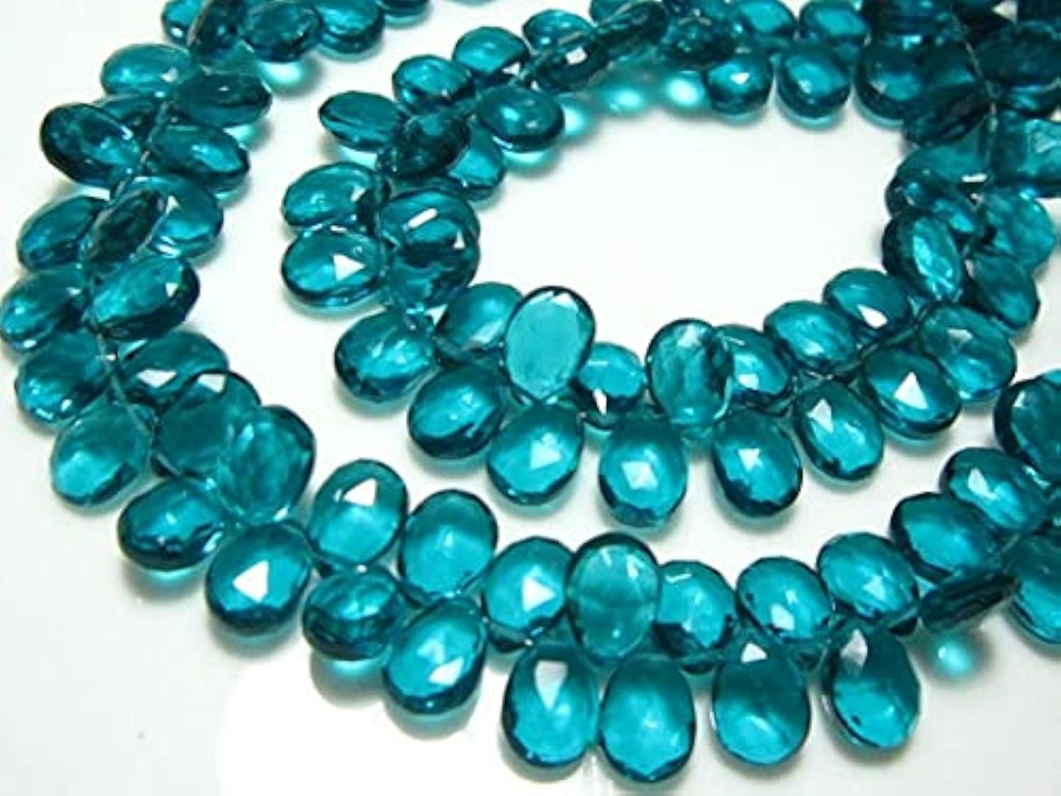 Apatite néon bleue quartz verre perles briolettes poire 7x10mm pour fil fabrication bijoux diy