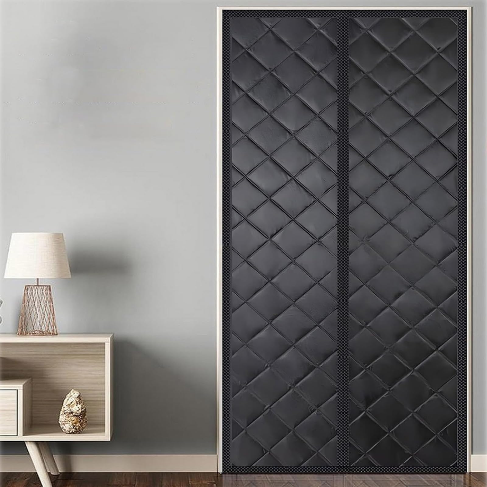 Rideau thermique isolant rideau de porte magnétique noir 80x210cm