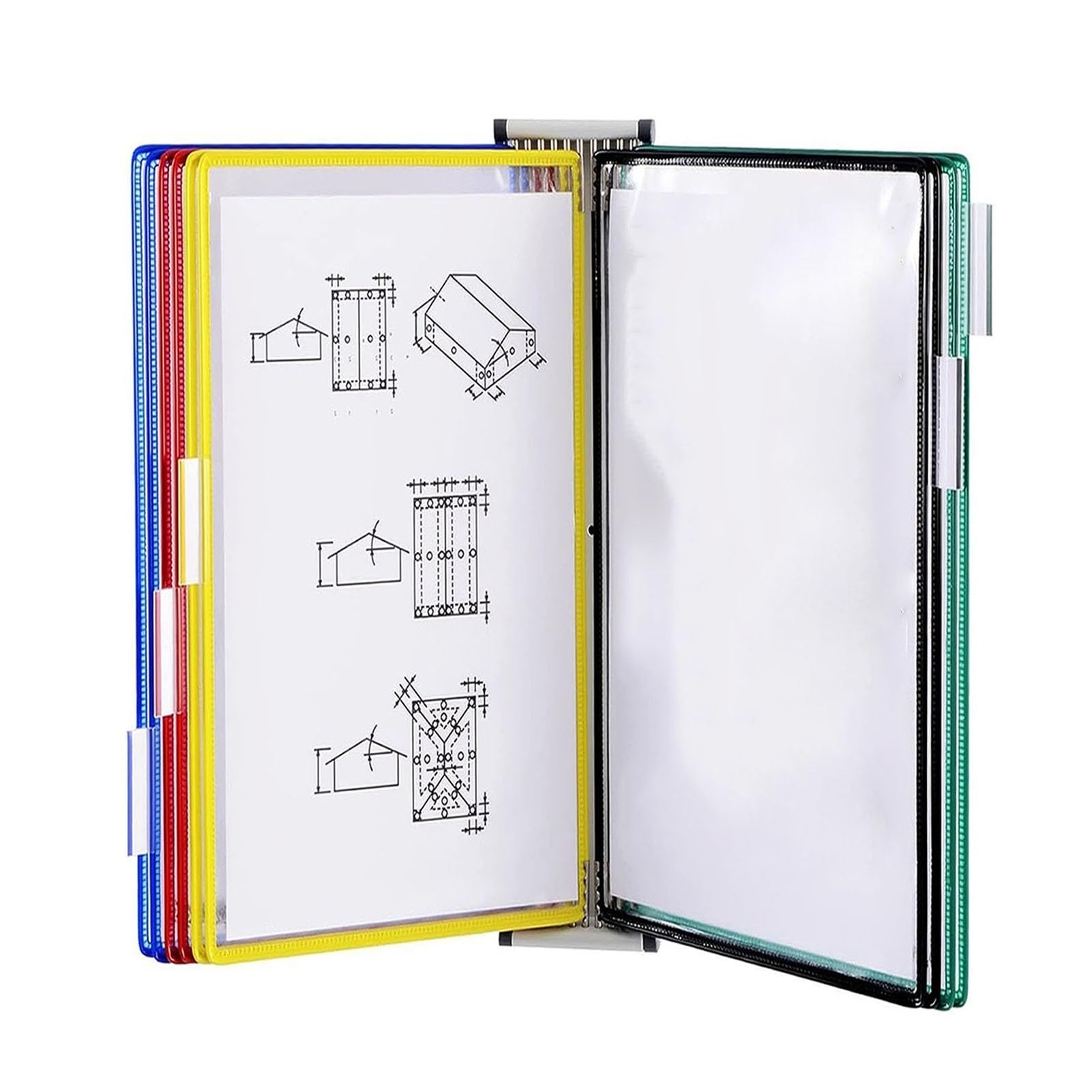 folder z funkcją przewracania stron, 10 kieszeni w formacie Letter z metalu i PVC, do przechowywania dokumentów A4, kolorowe