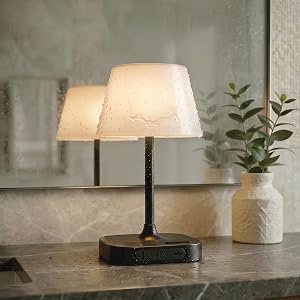 Table Lamp - 8000mAh Cordless Rechargeable Battery and Dimmable LED Display Touch Lamp for Patio Bedroom (Black, 1 Pack)