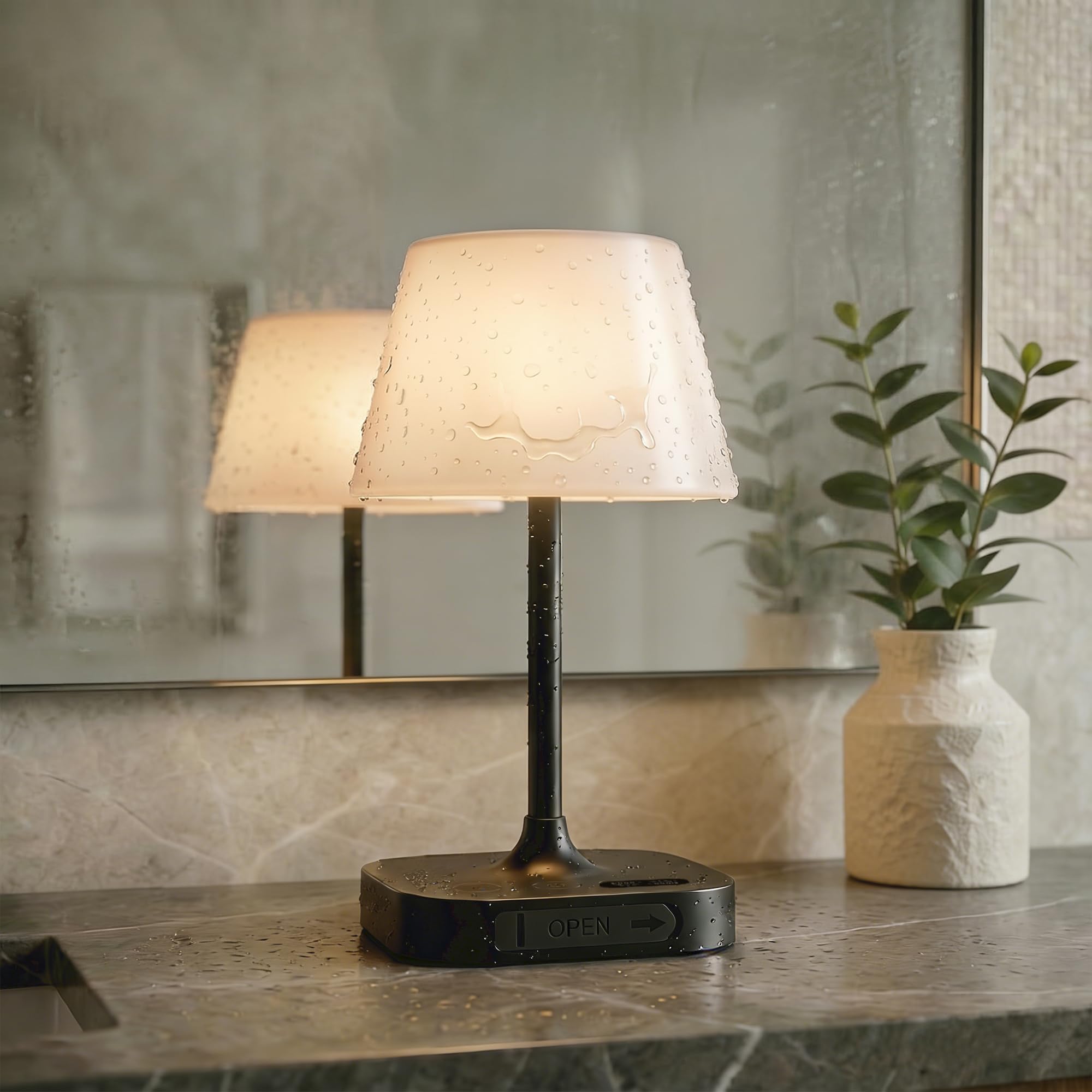 Outdoor Table Lamp - 8000mAh Cordless Rechargeable Battery Dimmable LED Display Touch Lamp for Camping Patio and Bedroom