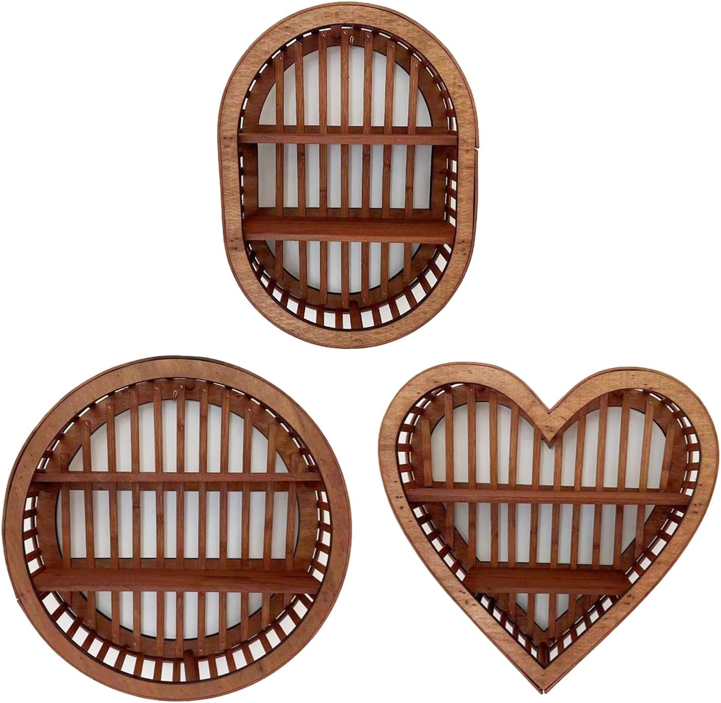 Wood Display Stand Round Heart Wood Storage Shelves Room Decor Wall Hanging Storage Shelf Ornament Bookshelf
