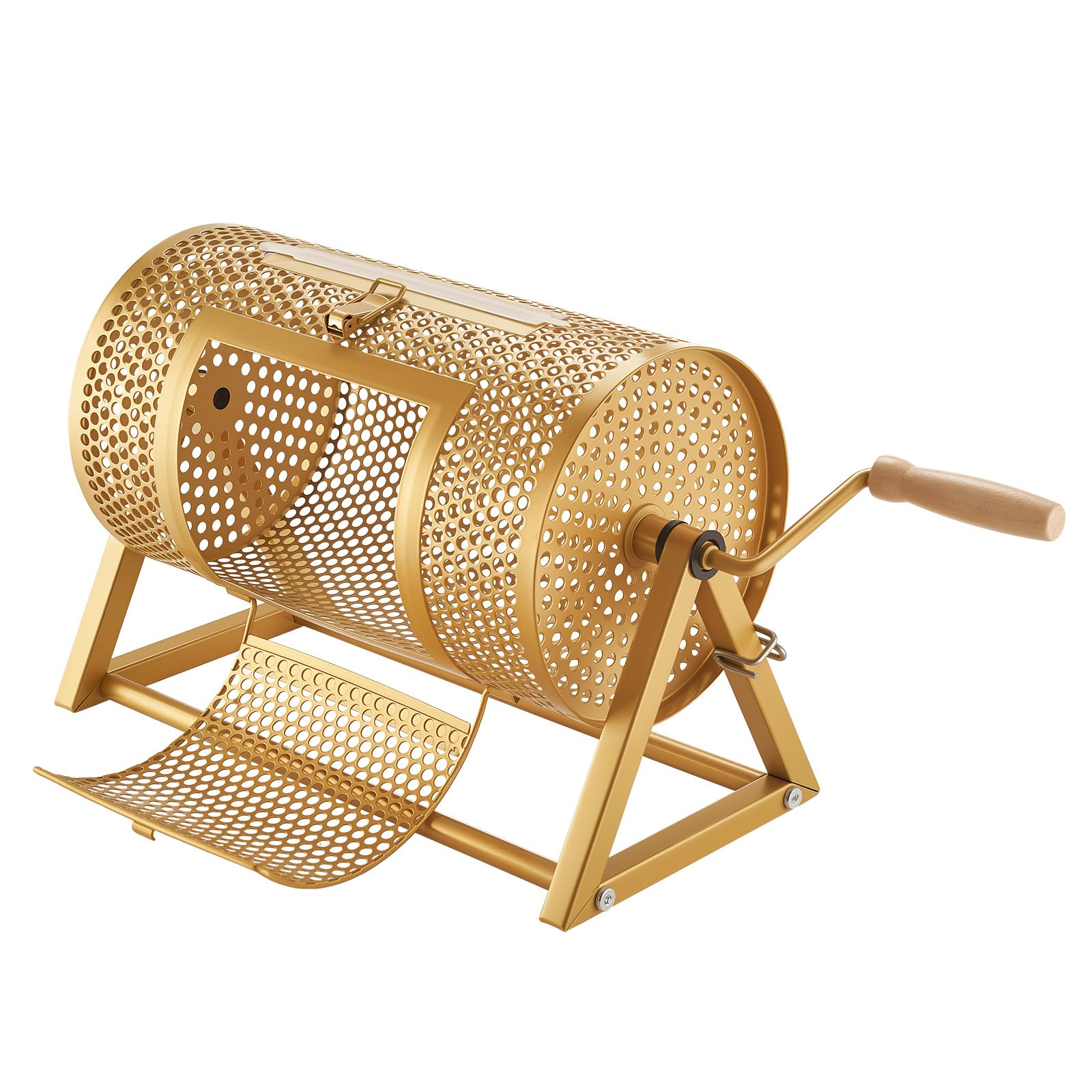 VEVOR Tambour de Tombola, 295x167 mm, Tambour de Loterie avec Poignée, Capacité de 100 Boules ou 2500 Tickets, Support Triangulaire, Boulier de Loto pour Événements, Fêtes, Couleur Or