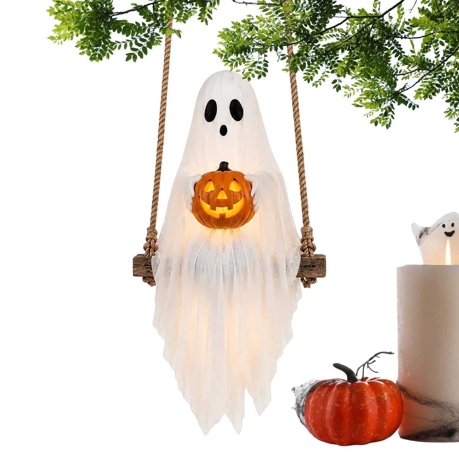 Oscillante Fantasma Outdoor Decor Hanging Garza Holding Puntelli Yard con | Decorazioni di Halloween all'aperto con telecomando per albero portico finestra prato giardino balcone porta casa