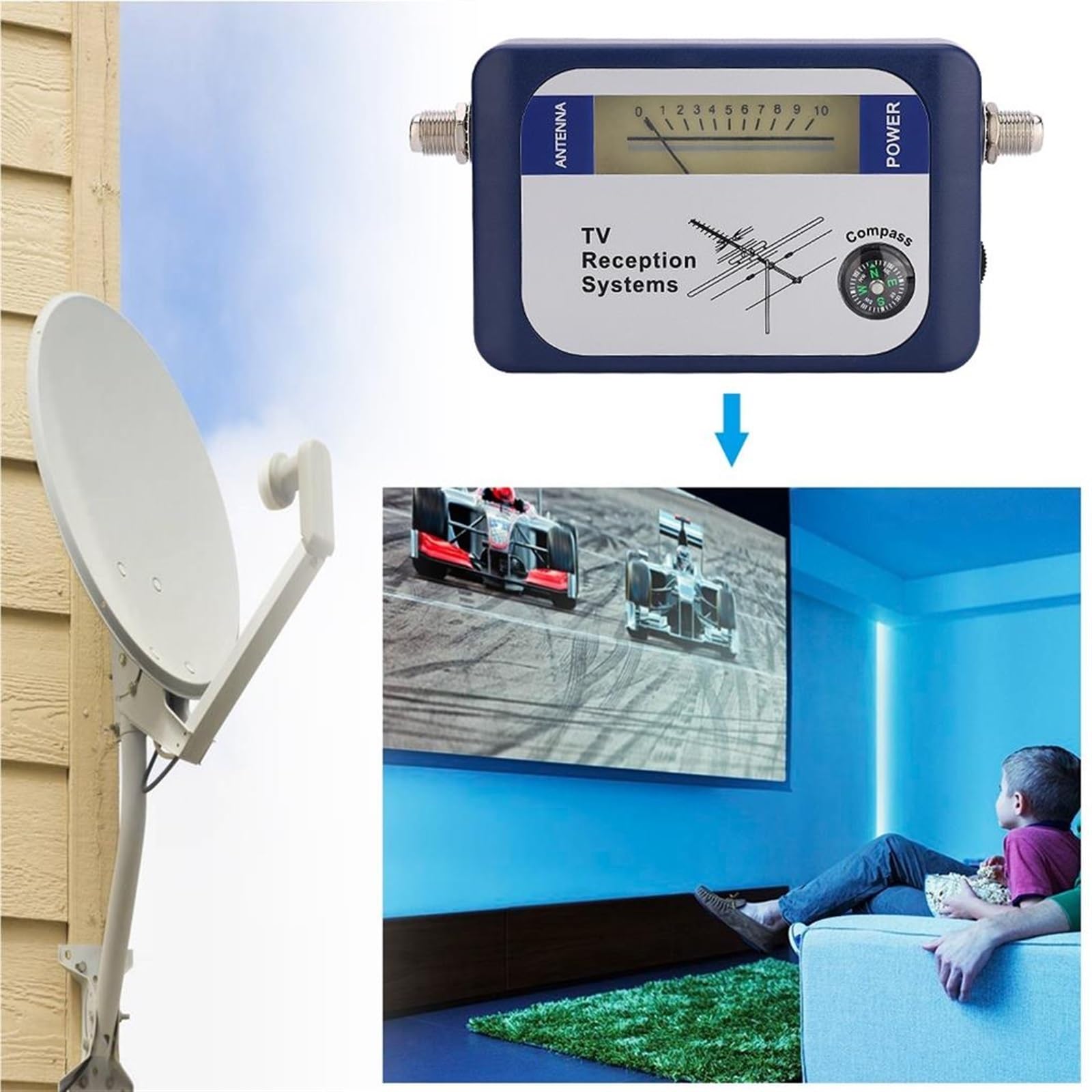 Mini DVB-T Finder Antenna Digitale Terrestre Antenna TV Misuratore Di Potenza Del Segnale Puntatore Rilevatore Ricevitore Satellitare TV Accessori Facile Da Usare
