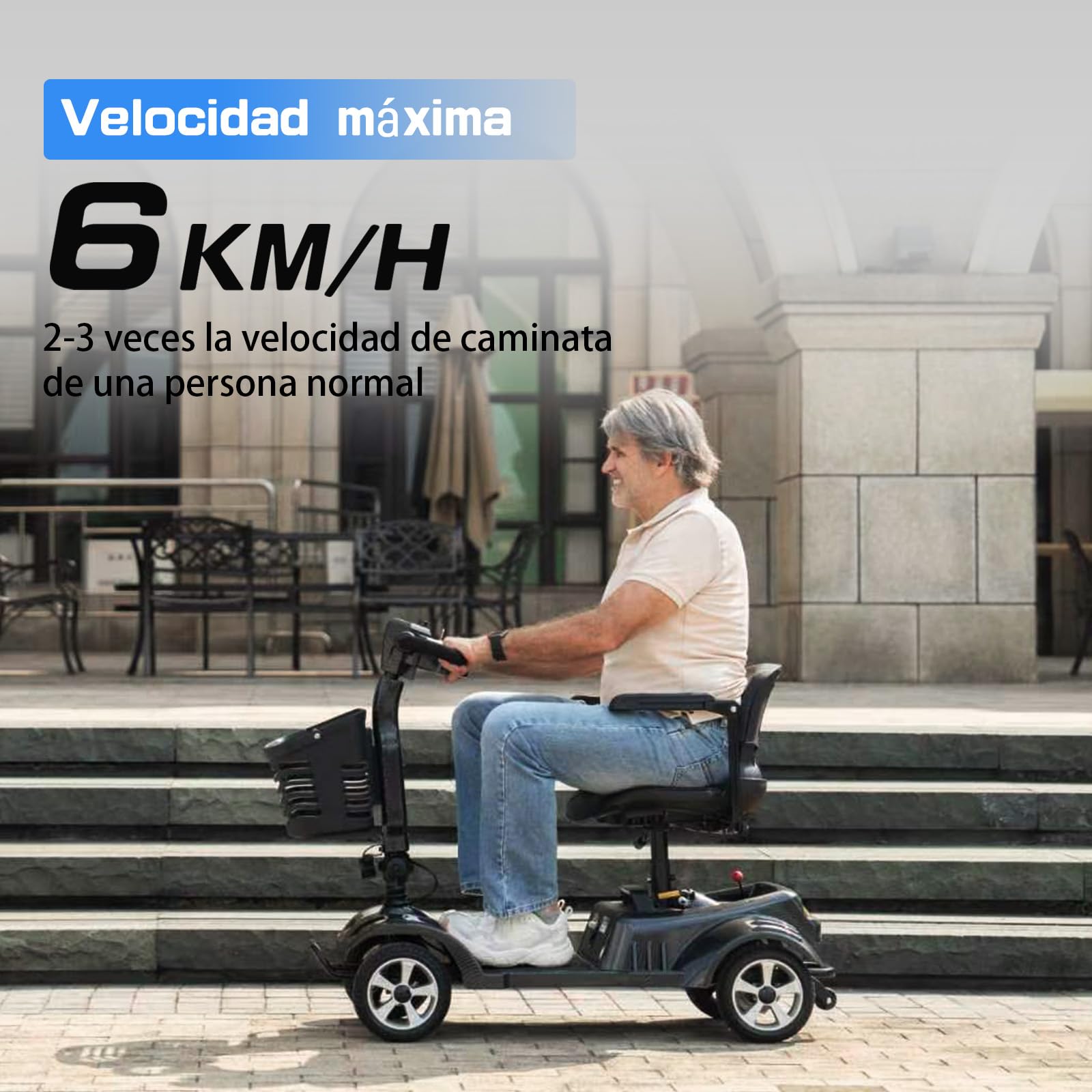 Z02 Scooters para discapacitados plegable para mayores, autonomía de 20 km, motor de 350 W, diseño estable antivuelco, asiento giratorio de 360°, luces LED, fácil de usar, 5 años soporte - Negro