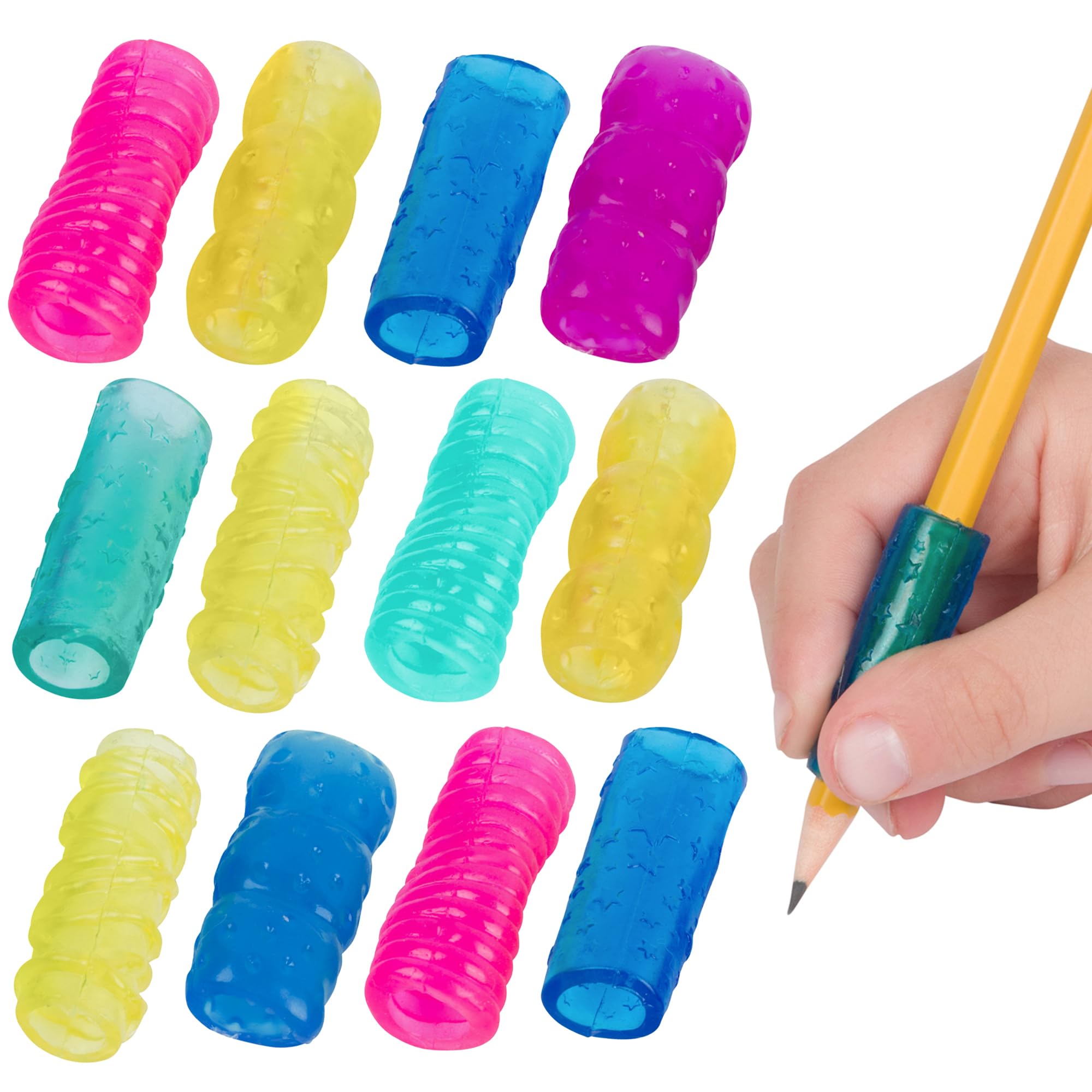 The Classics 12-Pack Crazy Gel Pencil Grips, Assorted Colors and Shapes, 1.3-Inch Long (TPG-16512)