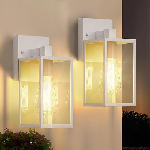 WIHTU Exterior Lighting Fixtures, 2Pack Outdoor Front Porch Lights for House, Outdoor Wall Sconce Lights, Waterproof Outside Lantern Lamp for Garage, Doorway