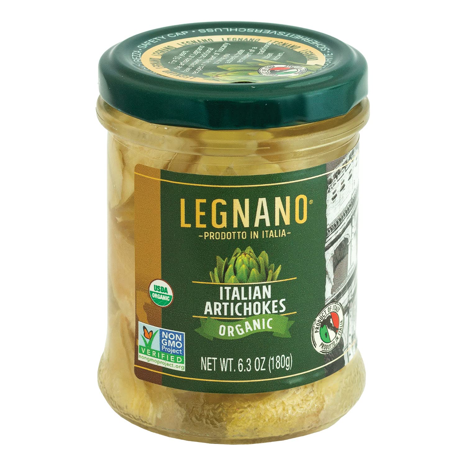 Organic Artichokes by Legnano | Quartered Artichoke Hearts in Oil | Non GMO, Product of Italy | 6.5 oz Jar