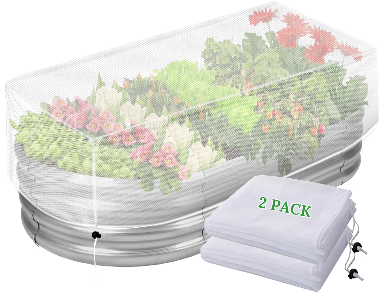 2 Pack Garden Netting for Raised Beds,Durable Ultra Fine Mesh Plant Covers with Drawstring to Keep Small Animals Pest Out,Raised Bed Bird Barrier Screen for Protecting Flowers Vegetables Fruits Crops-image-28