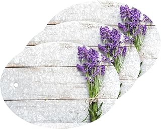 MAOBLYR Quick Absorption Household Cleaning Sponge,Double-Sided Reusable3.54x2.56In,Kitchen Tableware Multi-Purpose Cleaning 3 Sets-Lavender Wooden Background Rustic