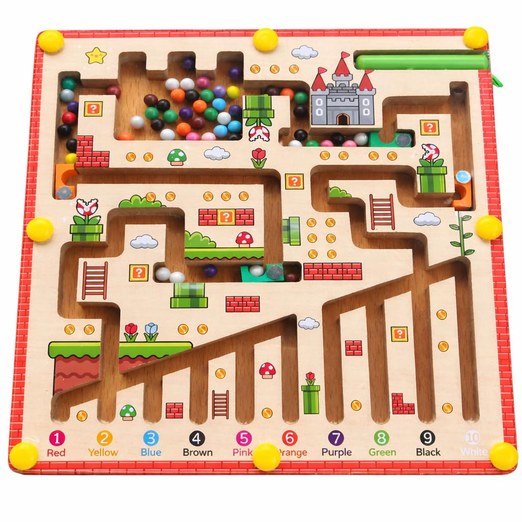Wooden Magnetic Color and Number Maze for Kids 3+ Years | Fun, Learning and Educational Toys for Boys and Girls | Ideal for Gifting (Mushroom-Small)-picture-22