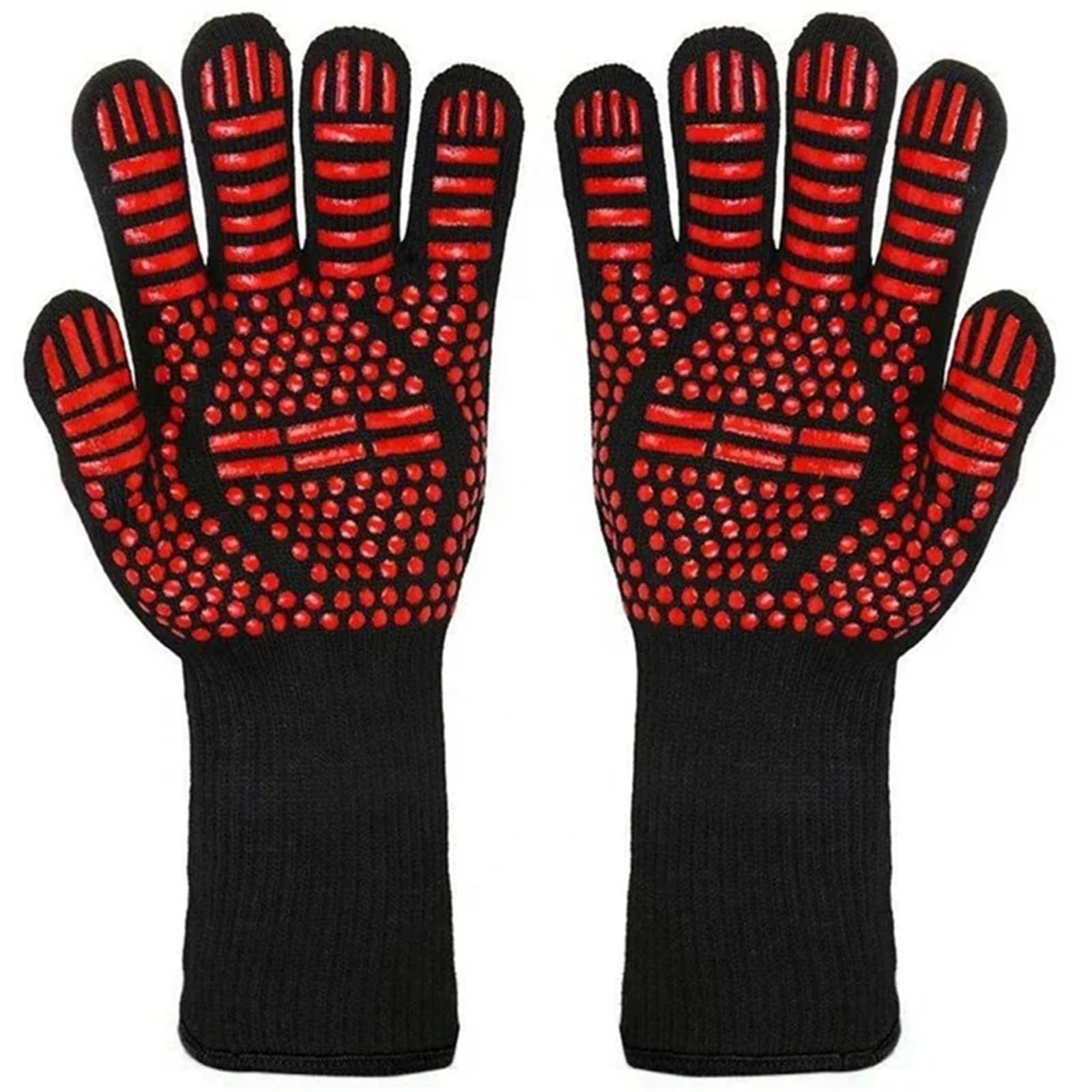1/2pc Guanti da forno antiscivolo ignifughi resistenti al calore estremo barbecue Per Grigliare(Red women 2pc)