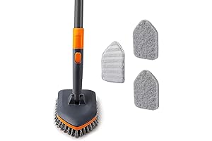Tile Tub Scrubber Brush with 3 Function Heads and 56" Extendable Long Handle