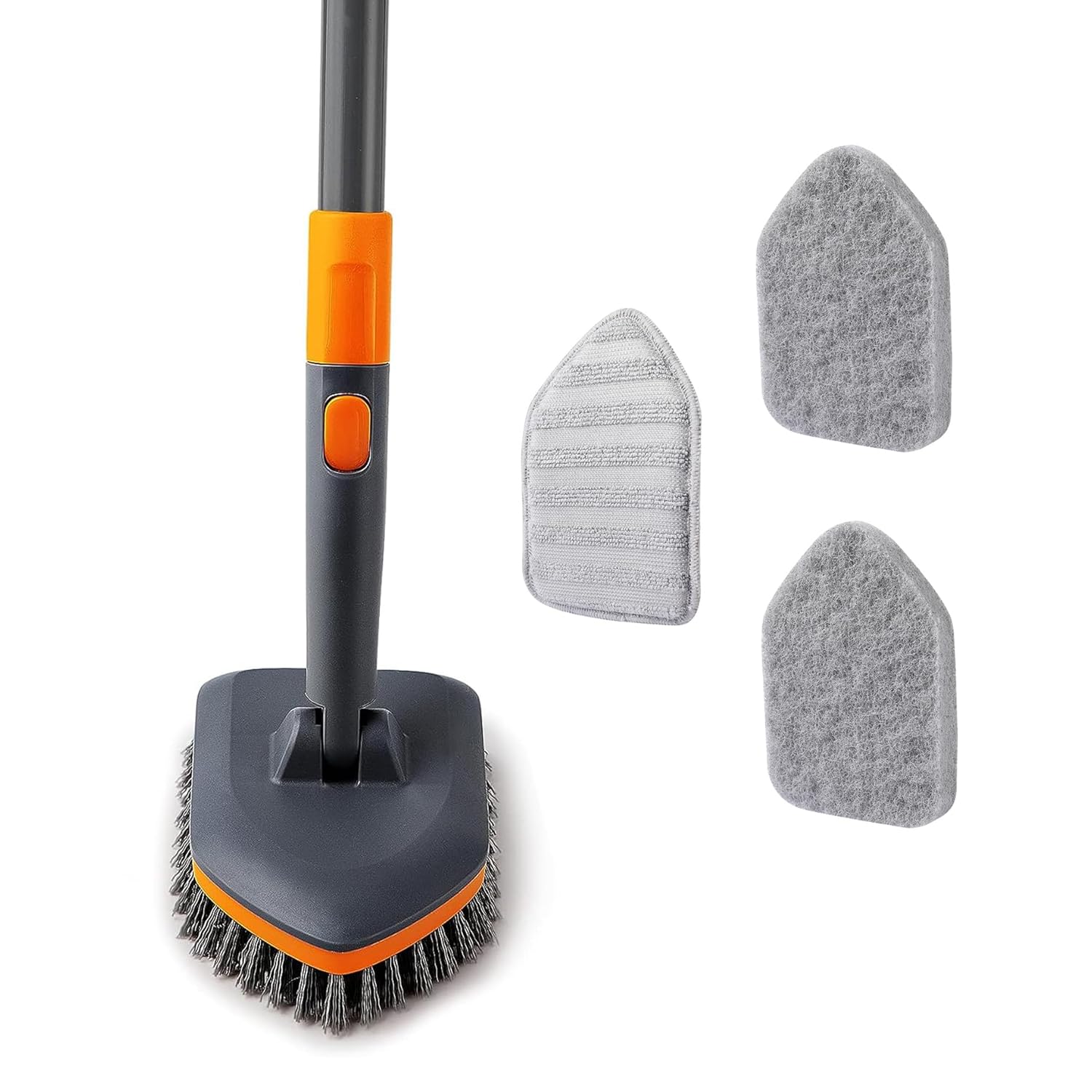Tile Tub Scrubber Brush with 3 Different Function Cleaning Heads and 56 Extendable Long Handle-No Scratch Shower Scrubber