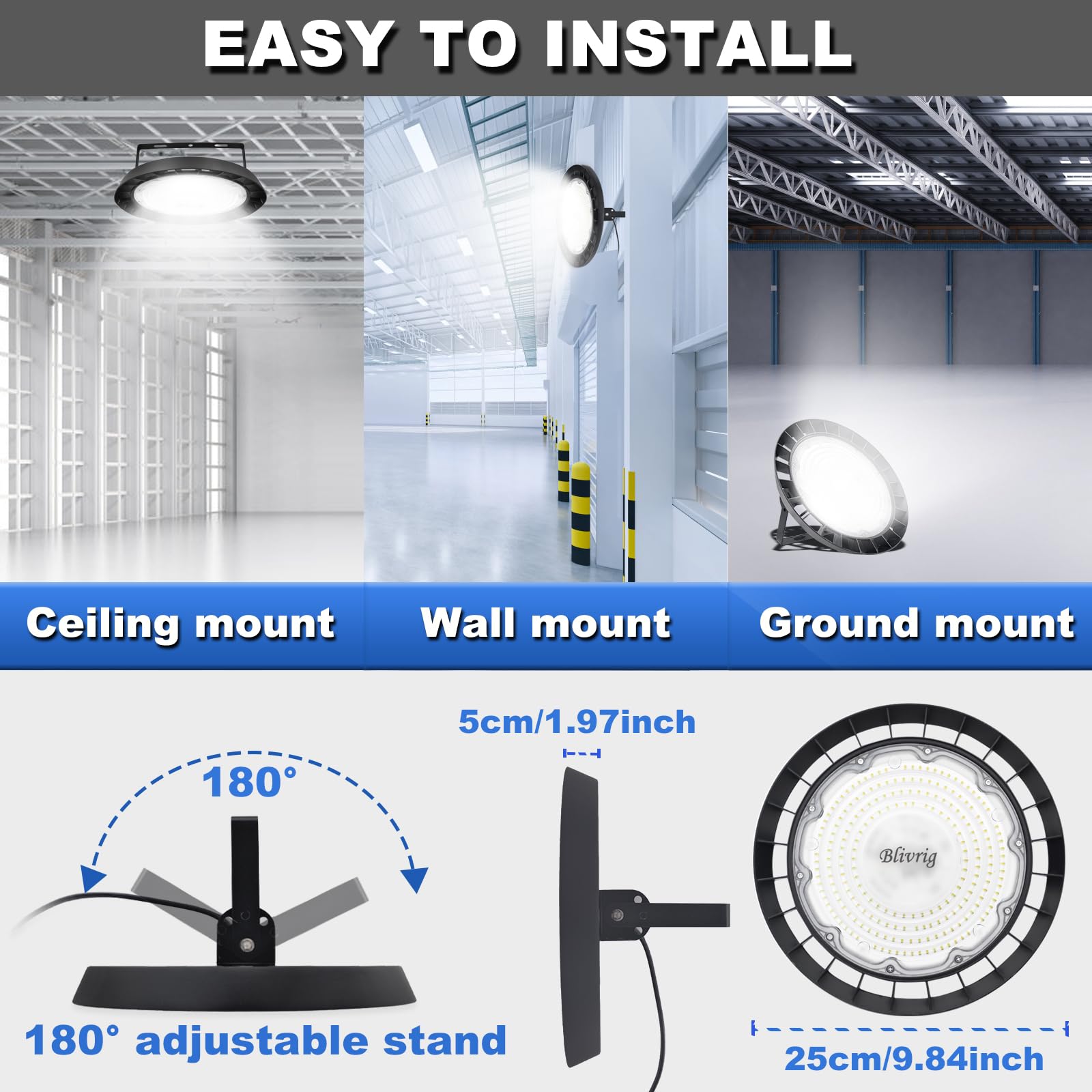 6 Stück 100W UFO LED Werkstattlampe 10000LM Hallenstrahler Superhell 6000K | Kaltweiß, IP65 Wasserdicht, 120° Strahl, 144 LEDs, Industriestrahler für Fabriken Lager Werkstätten Logistikzentren Stellen