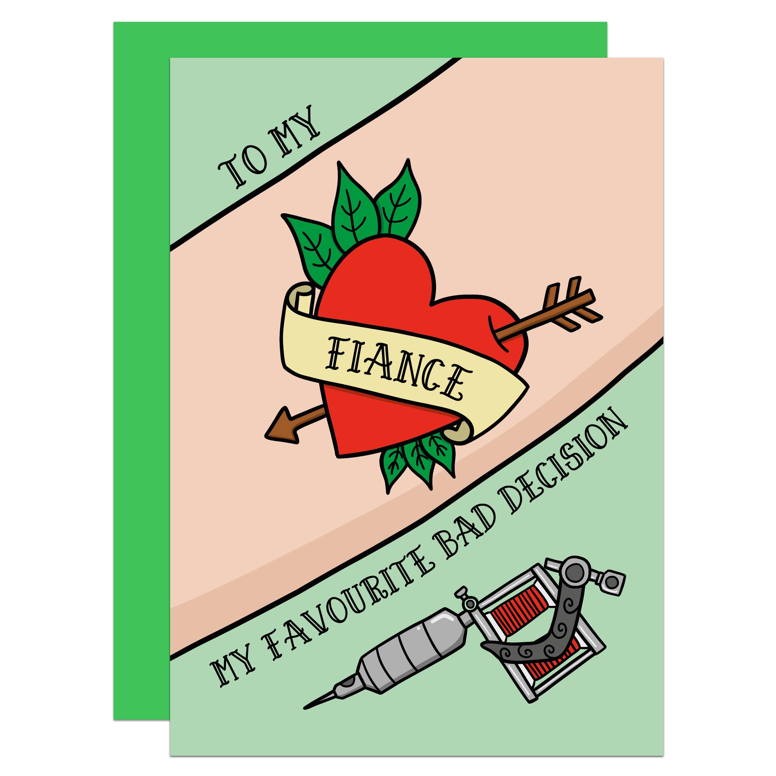 Tattooed Fiancé Card, Love Tattoos, Valentines Day, Anniversary, Bad Decision, Funny, From Fiancée (Fiancé)