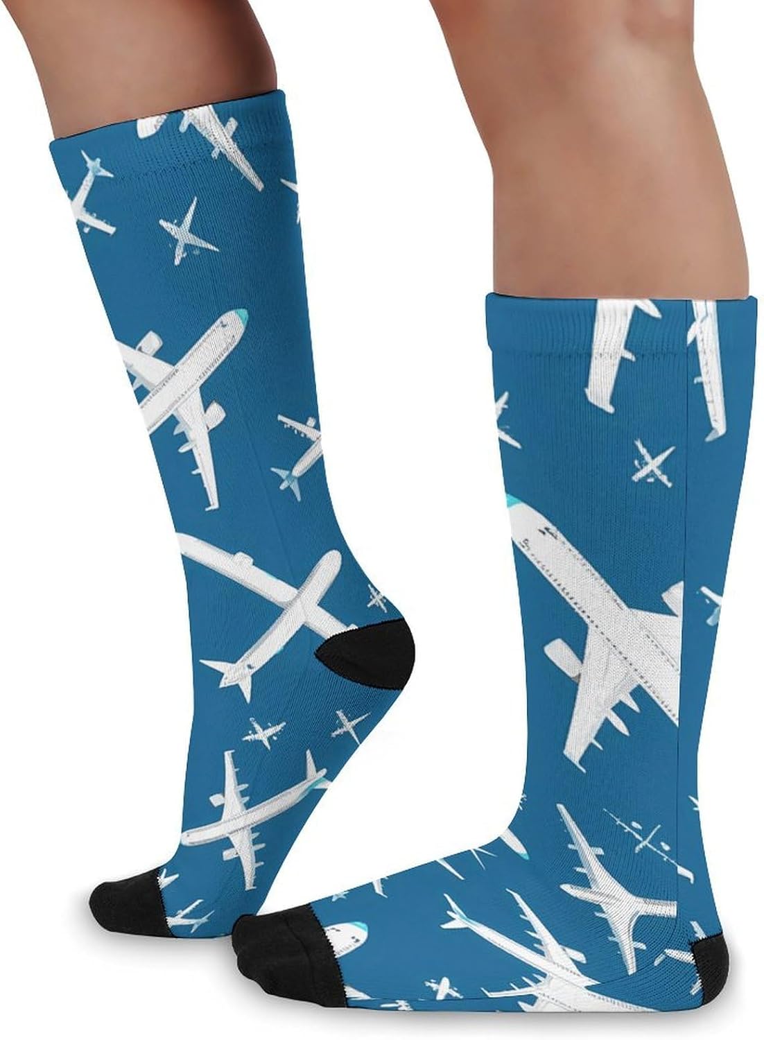 Plane Aircraft Airplane Jet Knee High Socks Athletic Long Stockings Sport Casual Crew Tube Sock Boot 46cm