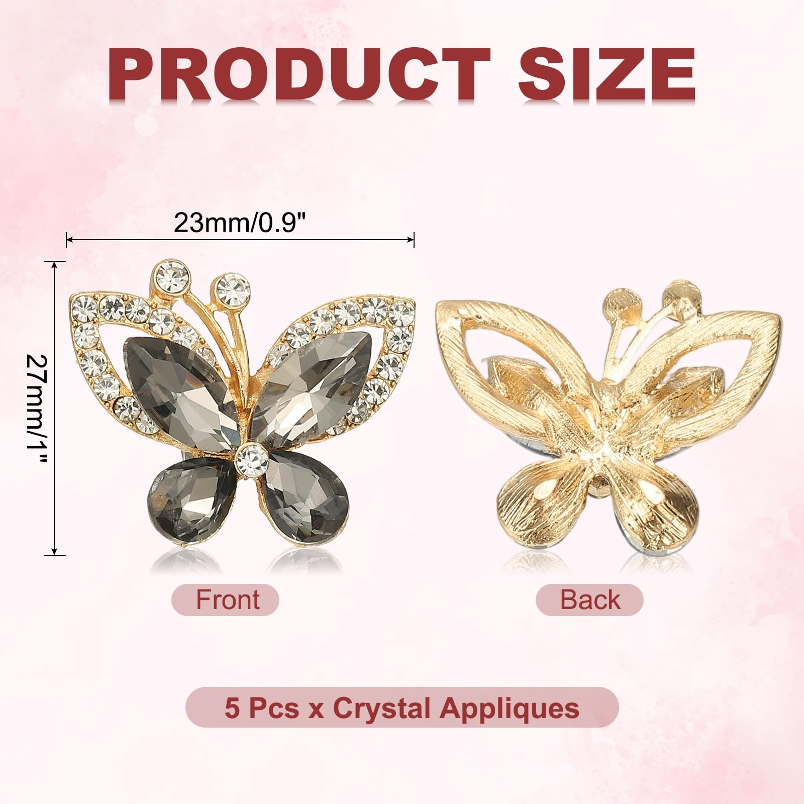 PATIKIL 5 Pcs Butterfly Rhinestone - Image 2