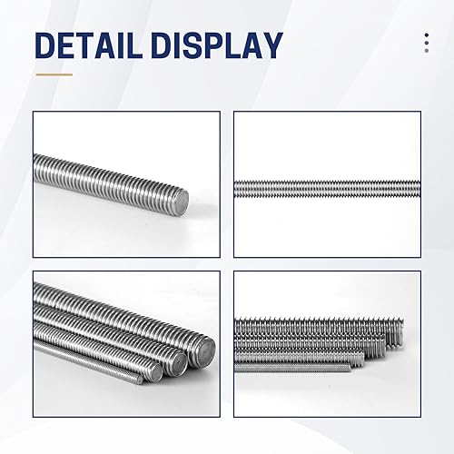 Miniatura 6 de 26 varillas roscadas de 832 pulgadas con tuercas hexagonales M4 de acero inoxidable 304 de 12 pulgadas totalmente roscadas, 13 hilos M4 de 11.18