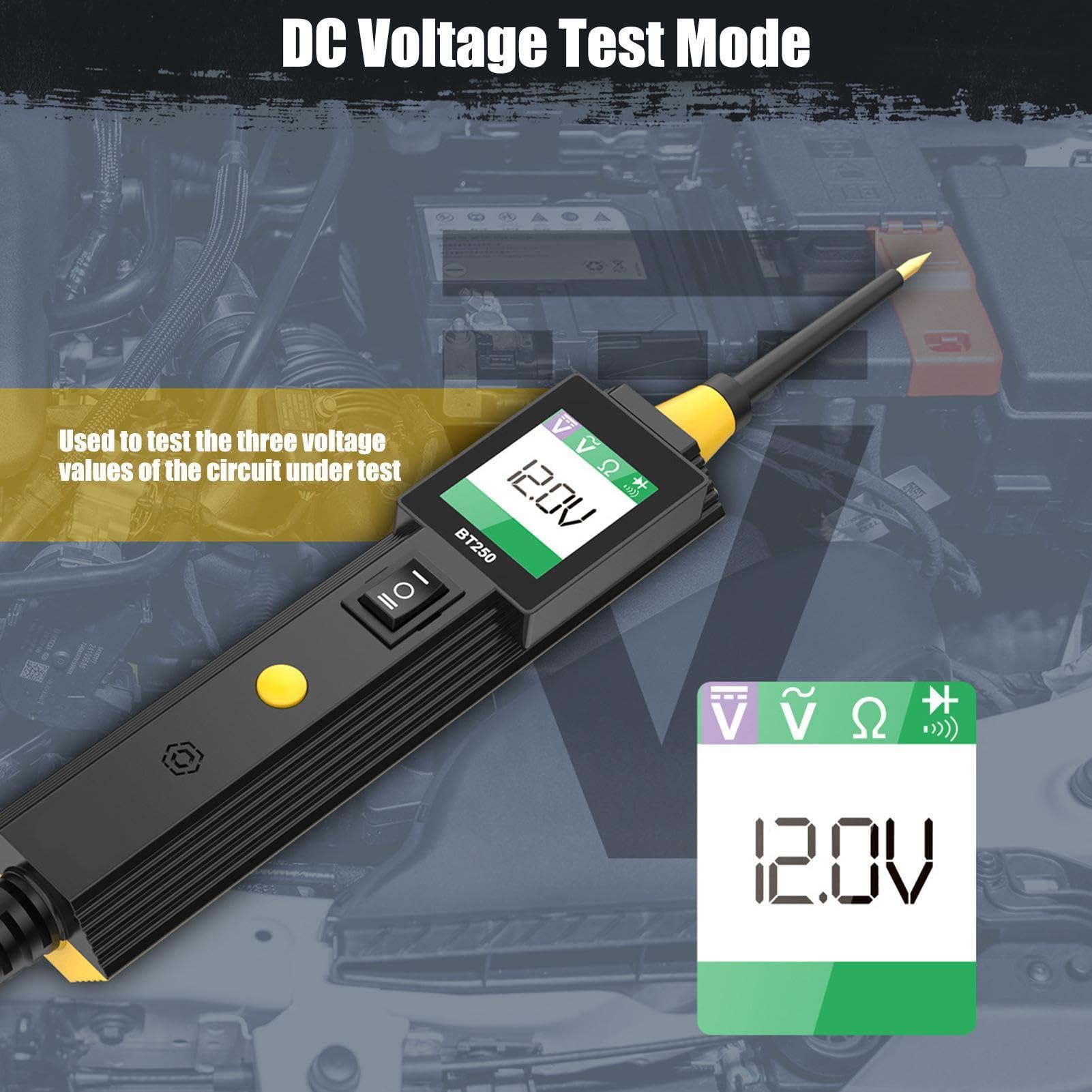 Probador de sonda de circuito automático multifunción eléctrico LCD indicador | Herramienta de coche Sonda de circuito automotriz para fusible de baja tensión SUV autocaravana vehículo sedán remolque
