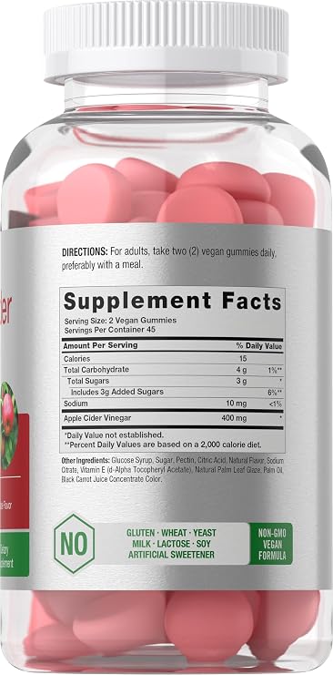 Horbaach Apple Cider Vinegar Gummies | 90 Count | Apple Flavor ACV Dietary Supplement for Adults | Vegan, Non-GMO & Gluten Free