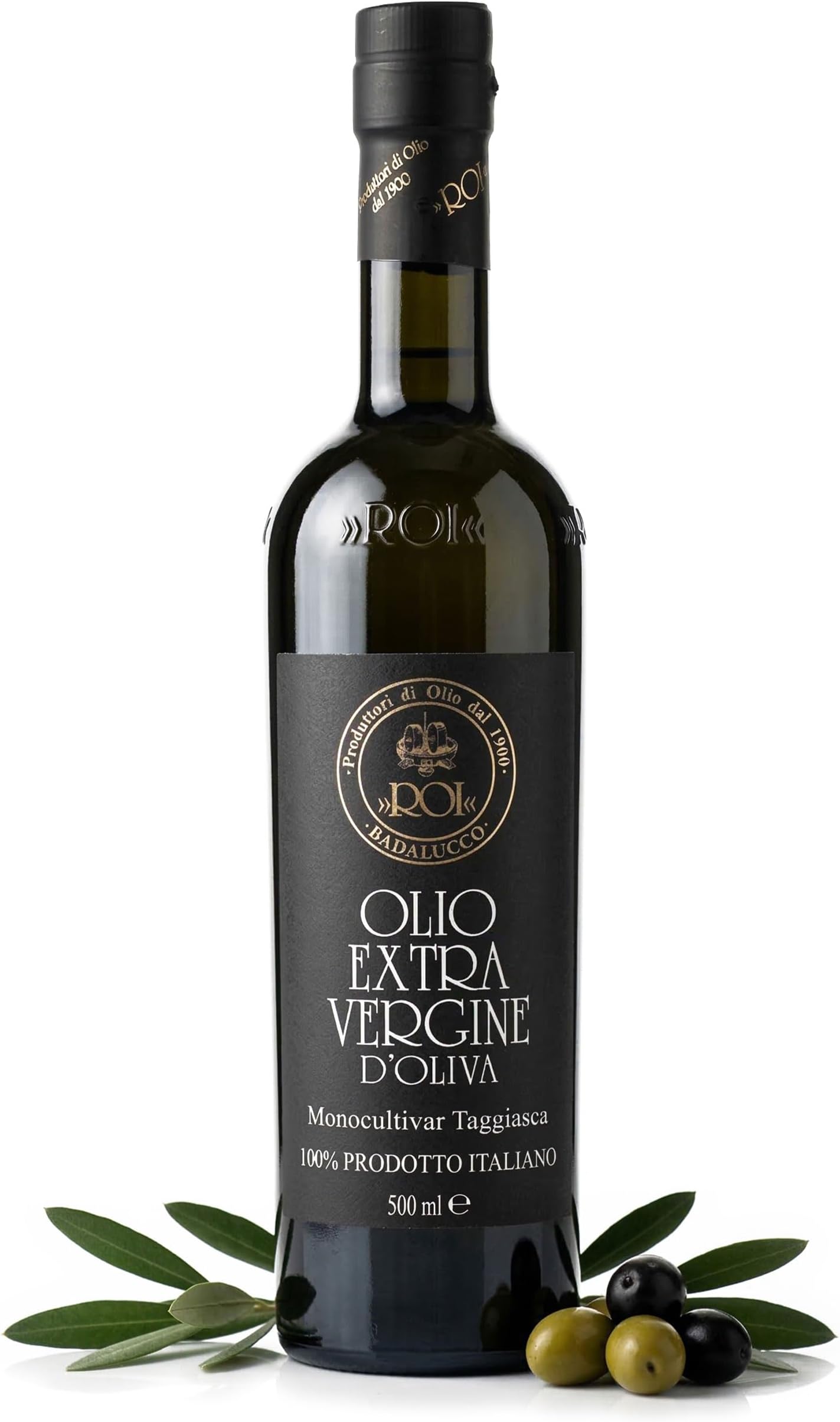 ROI Monocultivar Taggiasca Extra Virgin Olive Oil from Liguria Italy - Italian Olive Oil from Italy, First Cold Pressed EVOO, High Polyphenols, Fresh Harvest Premium EVOO - 16.9 fl oz (500ml)