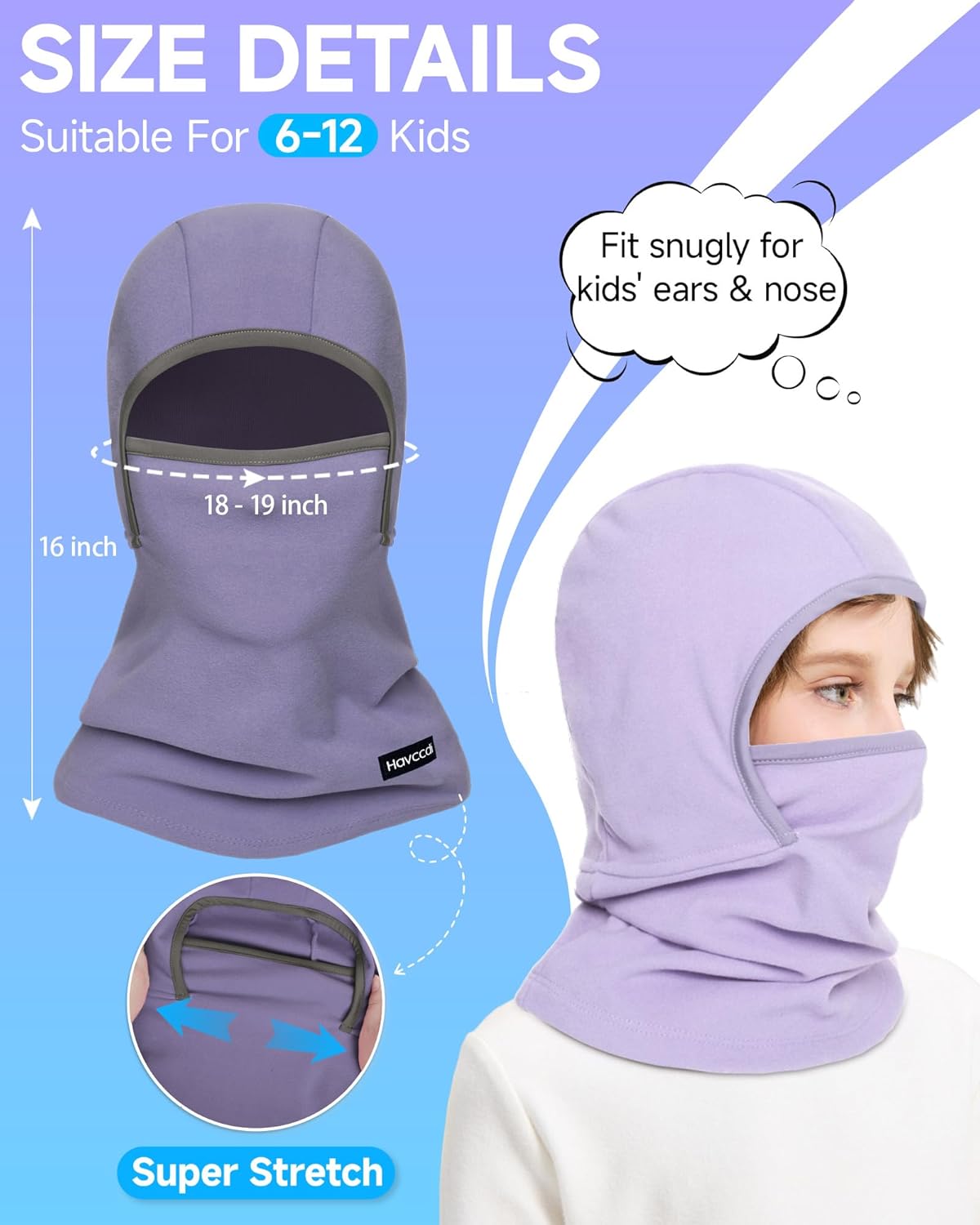 Kids Ski Mask Balaclava, Winter Fleece Full Face Mask Neck Warmer for Boys Girls in Cold Weather Skiing Cycling - Image 4